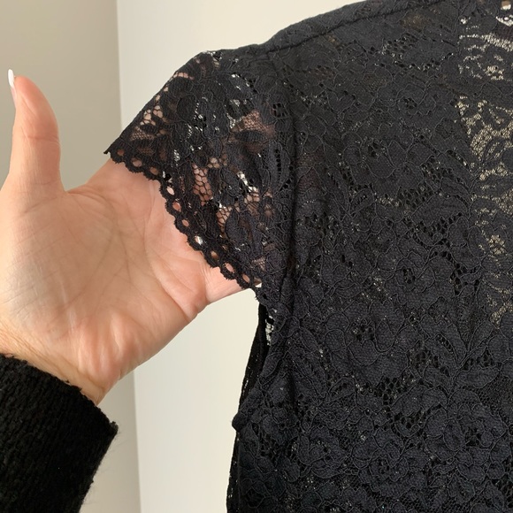 #8 - Bebe Black Lace Sleeveless Blouse - SZ M - Picture 5 of 7